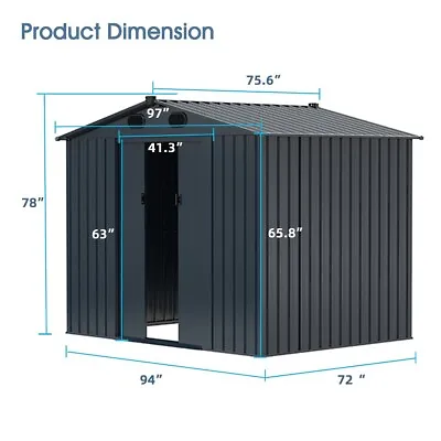 20 X 13 FT Outdoor Gray Storage Shed Large Tool Sheds Storage House Heavy Duty • $439.99