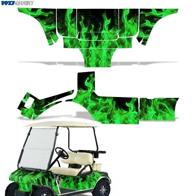 $199.95 • Buy Club Car Graphic Kit Golf Cart Decal Sticker Accessories Parts 83-14 Flame GRN