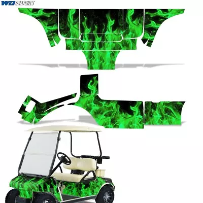 $199.95 • Buy Club Car Graphic Kit Golf Cart Decal Sticker Accessories Parts 83-14 Flame GRN