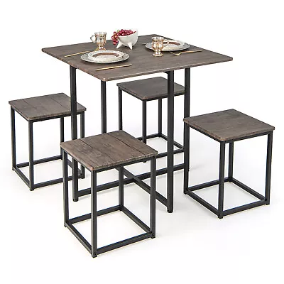 $174.95 • Buy 5-Piece Dining Table Set Square Kitchen Table Set W/ Stools For Small Spaces