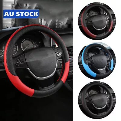 Leather Auto Car Steering Wheel Cover Universal Anti-Slip Wheel Protector AU • $16.86