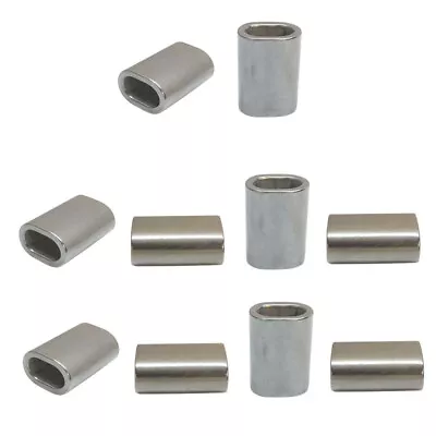 10Pc Marine Stainless Steel Wire Rope Cable Clip 3/32  Oval Crimping Sleeve Tube • $11.50