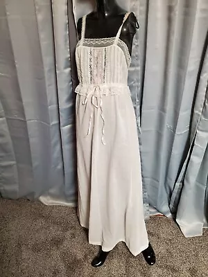 XS Vtg KAYSER Sheer Maxi Long Prairie Nightgown SLIP DRESS LACE EMBROIDERED NWOT • $19.99