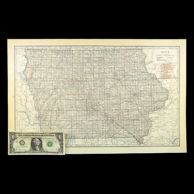 Vintage IOWA Map Railroad LARGE Chicago North Western Railway C&NW Antique • $22.95
