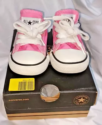 Converse All Star Toddler Girls Pink Trainers 7J238 Infant Size UK 4 EURO 20 • £20