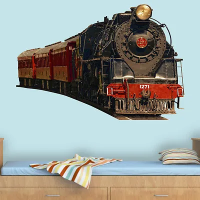 Vintage Train Wall Decal Locomotive Wall Decor Peel And Stick Mural VWAQ-PAS2 • $27.99