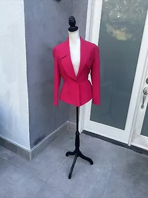 Thierry Mugler VTG  80s Raspberry Pink  Wool Dual Style Lapel Peplum Jacket 40 • $350