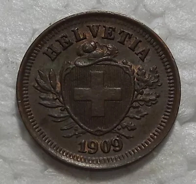 1909 B Switzerland 1 Rappen Coin Uncirculated Low Mintage Date • $14.99