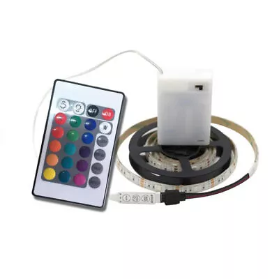 Battery Powered 5050 SMD RGB LED Strip Light Flexible Waterproof Remote Control • $6.82