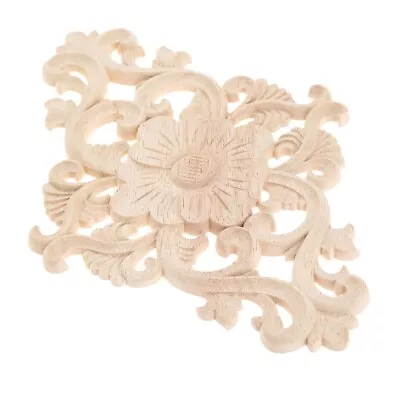 $4.49 • Buy Vintage Wood Carved Unpainted Onlay Applique Flower Decal Furniture Home Decor