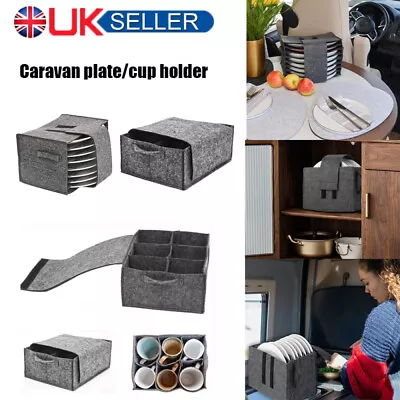 Hiking Camping Caravan Plate Dish Felt Holder Bag Cupboard Tableware Storage New • £5.29