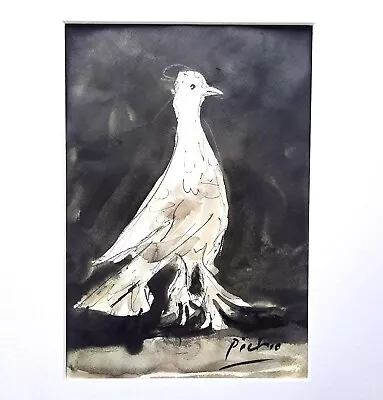 Original Pablo Picasso Hand Painted Ink On Paper Dove Signed Not A Print • $446.69