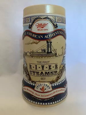 Miller Beer Stein Mug Great American Achievements 1807 The First River Steamer! • $18.75