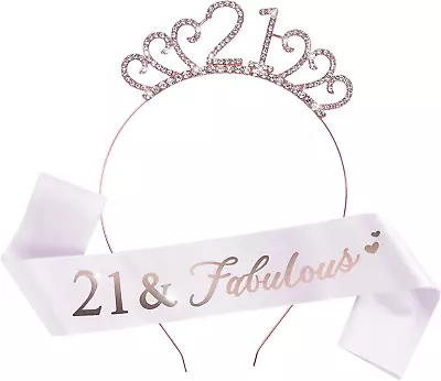 21st Birthday Sash And Crystal Tiara Birthday Crown 21st Birthday Gifts For He • £7.13