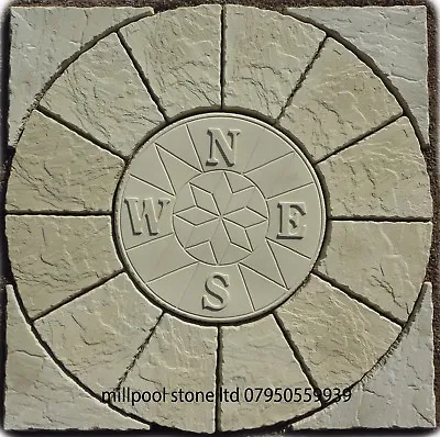 1.2m Buff Compass Circle + Square Off  Patio Paving Slabs [ Delivery Exceptions] • £165