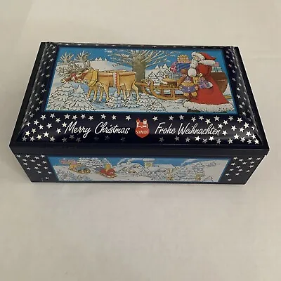 Vtg E Otto Schmidt Germany Biscuit Cookie Tin Box Germany Merry Christmas Decor • $19.95