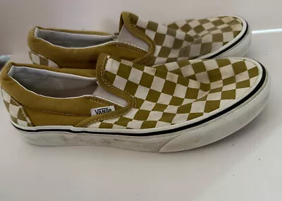 Unisex Vans Slip On Mens Womens Checked Mustard Men Size 6 Women Size 8 • $20