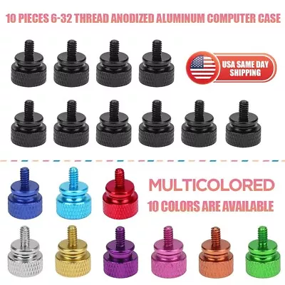 10pcs Computer PC Case Fully Threaded Knurled Thumb Screws 6#-32 Multicolored • $9.99