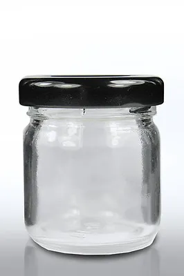 10 X 41ml Small 1.5 Oz 42g MINI GLASS JARS WITH BLACK LIDS Marmalade Jam Favours • $17.42