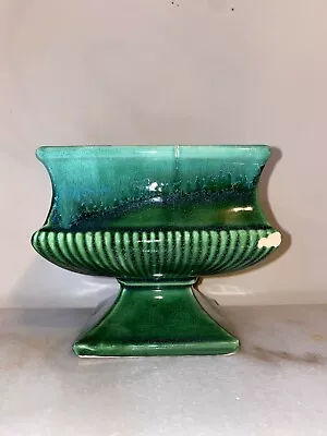 McCoy Green Drip Glaze 5 1/2  Square Pedestal Planter And 5  Tall • $14.99