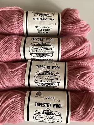 4 40 Yard Hanks Of Elsa Williams Tapestry Wool Yarn  Color #N153 A Medium Pink • $10