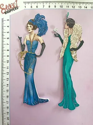 DECOUPAGE CARD Tattered Lace Die Cuts 4pc Art Deco Chic 1920s Lady Glamour Style • £6.79