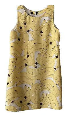 $25 • Buy ISLAND COMPANY Classic Shift Dress 100% Linen Sleeveless Yellow Bananas Sz M
