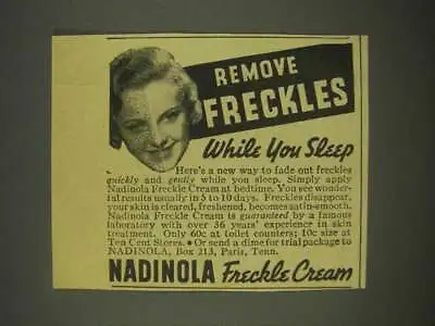 1936 Nadinola Freckle Cream Ad - While You Sleep • $19.99