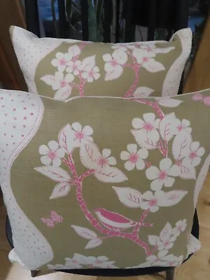 Vanessa Arbuthnott 16  Pair Of 'Songbirds' Linen Cushion Covers Zip • £23.99