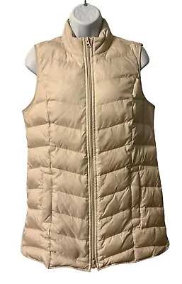 *Mint* J JILL Down Puffer Vest Front + Side Zippers Beige Mid-length XS Reg • $25