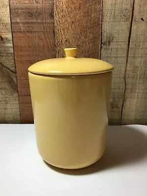 Vintage La Solana Ware Pottery 5  Tall Yellow Covered Canister • $18