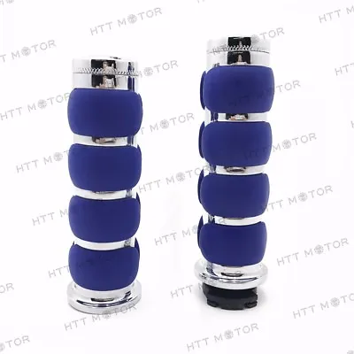 Blue Chrome Billet Aluminum 1  Hand Grip 25mm For Harley FXDL Dyna Low Rider • $31.16