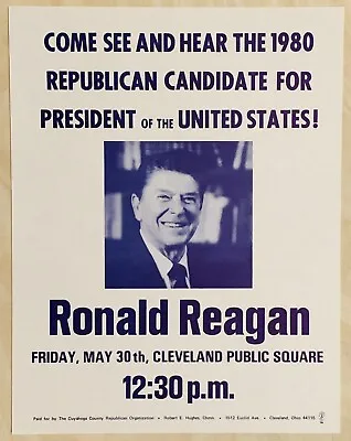 Vintage President Reagan Campaign Flyer Cleveland Ohio 1980 • $3.50