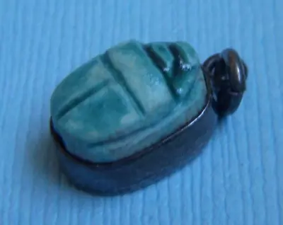 Vintage Blue Scarab Silver Charm • $24.99