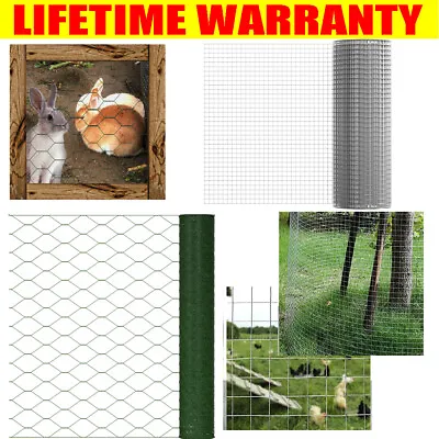 5M~50M Galvanised Chicken Wire Mesh Netting Rabbit Cage Aviary Fence Plant Net • £7.78