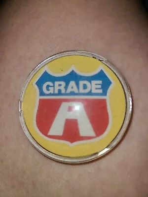 VTG “GRADE A” Gas Fuel Petroliana Memorabilia Acrylic Button Magnet • $10