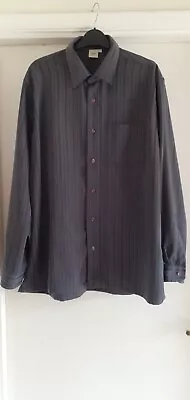 Grey Striped Long Sleeve Collar Shirt…Cotton Traders…size Large • £3