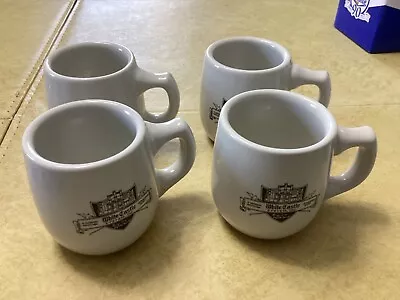 Vintage Set Of 4 White Castle Restaurant Mug Coffee Cups With Ashtray Bottom • $31.99