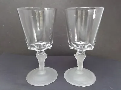 Pair Of Vintage LG Wright Glass Lion 6 1/2  Water Goblets • $34.99