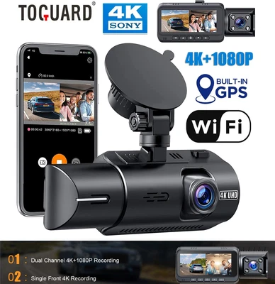 $159.76 • Buy TOGUARD WIFI GPS 4K Dual Dash Cam Front And Inside Car Camera Night Vision Uber