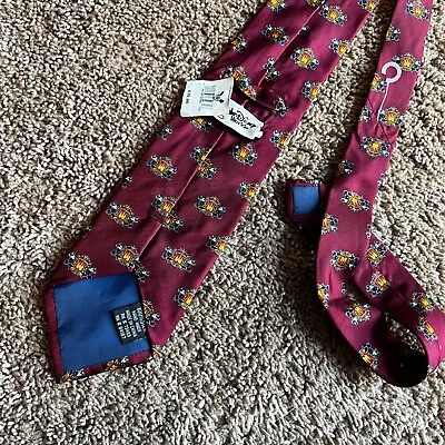 NEW Vintage Handmade Mickey Mouse Walt Diseny World Burgundy Men's Neck Tie Silk • $13.14