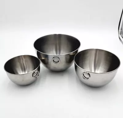 Revere Ware Stainless  Mixing/Nesting Bowls5.5in6.75in7.5in D Ring Set Of 3 • $25.88