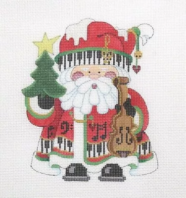 Strictly Christmas Violin Music Squatty Santa Handpainted Needlepoint Canvas • $82.50