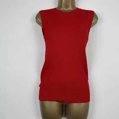 Marks & Spencer Jumper Top Red Stretch Ribbed Fitted Vest M&S Size 12 Womens New • £5