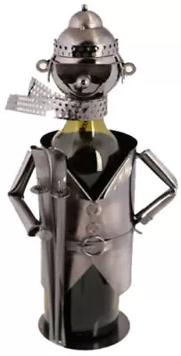 Metal Skier  Bottle Wine Holder Ornament Decor Kitchen Gift Novelty Rack Stand • £8.99