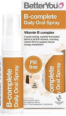 £8.95 • Buy BetterYou B-Complete Daily Oral Spray, Pill-Free Vitamin B Complex 25ml