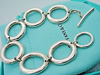 Tiffany & Co. Elsa Peretti Sterling Silver Sevillana Links Toggle Bracelet • $499.99