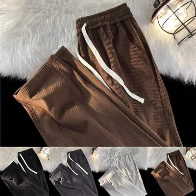 Casual Men's Korean Corduroy Sweatpants With Elastic Waistband And Drawcord • $28.67