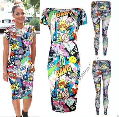 £7.99 • Buy New Womens Ladies Comic Cartoon Graffiti Barbie Doll Print Full Length Legging