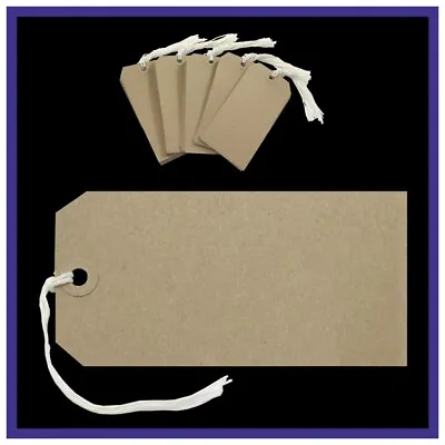 £3.99 • Buy Strung  Reinforced Tags Luggage Labels Tag String Tie On Gift Buff Brown Manilla
